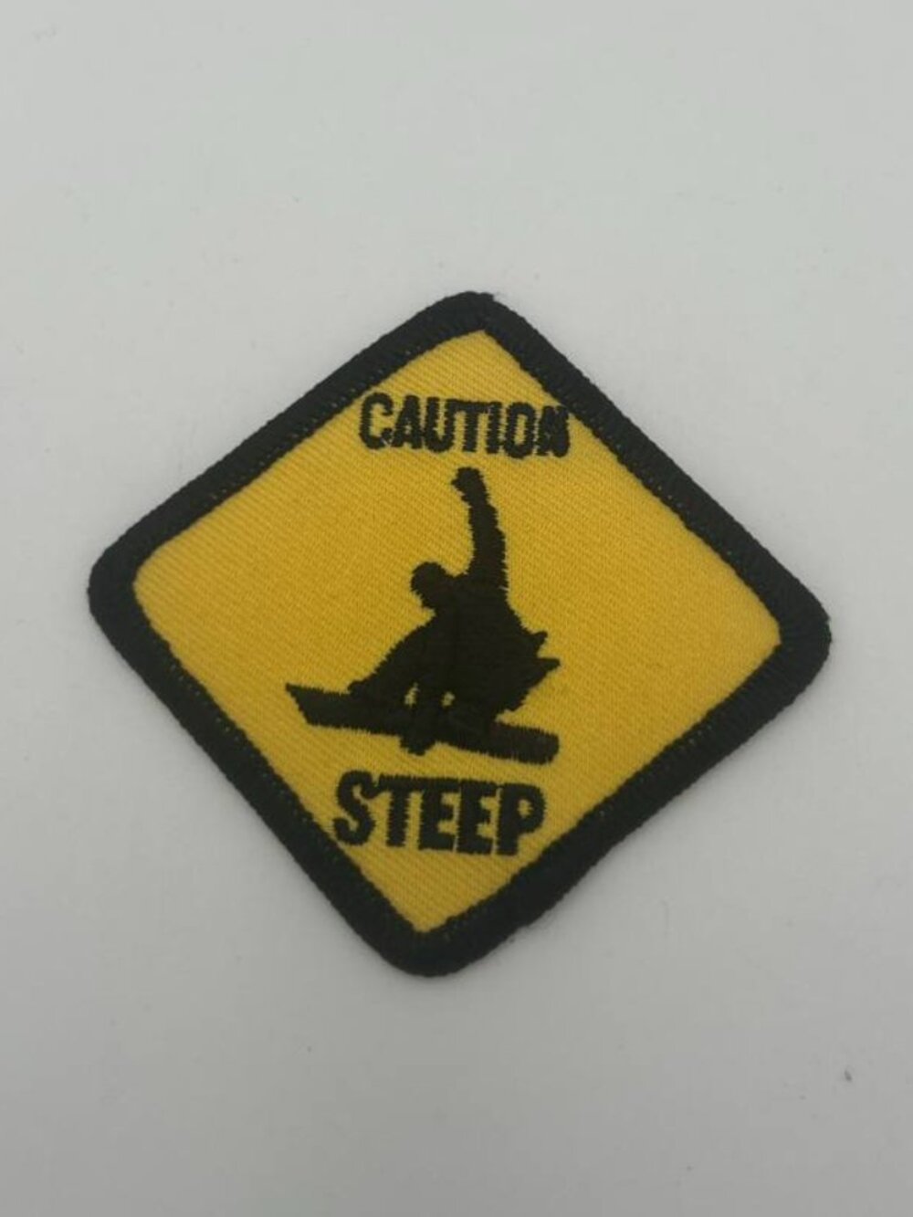 Vintage Snowboard Caution Steep Warning Sign Embroidered Patch